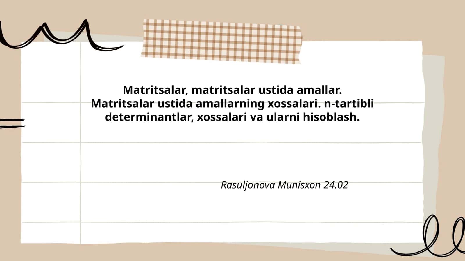 Matritsalar ustida amallar
