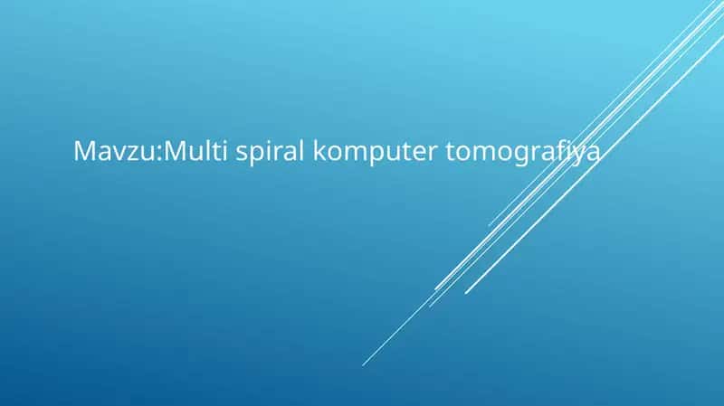 Multi spiral komputer tomografiya