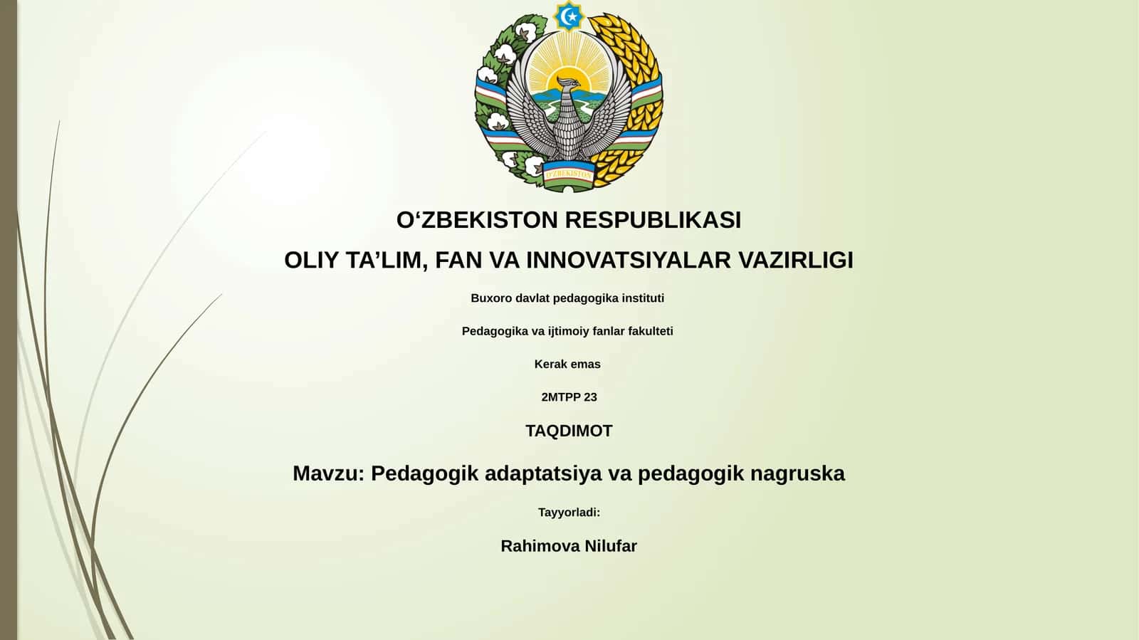 Pedagogik adaptatsiya va pedagogik nagruska