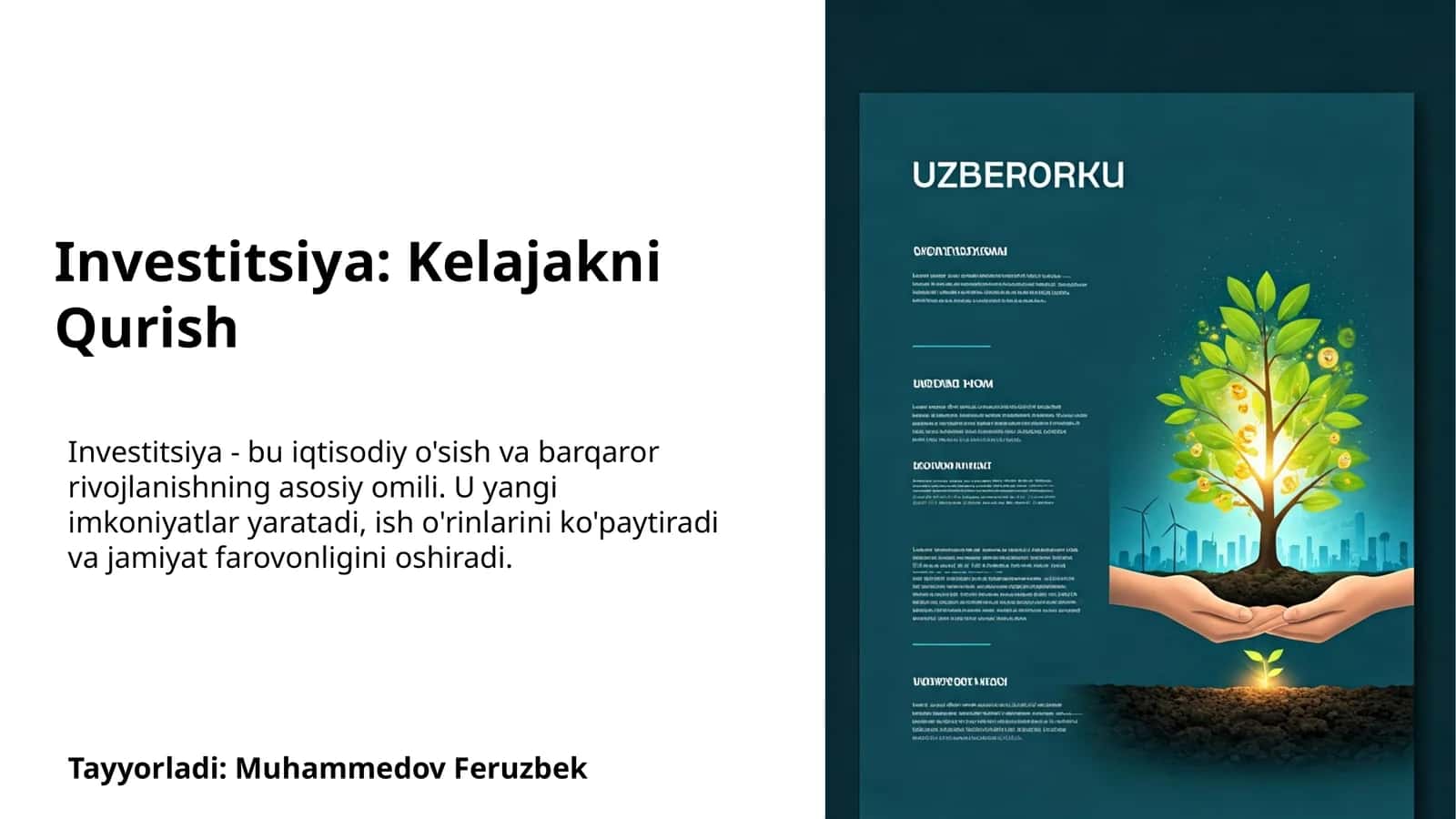 Investitsiya: Kelajakni Qurish