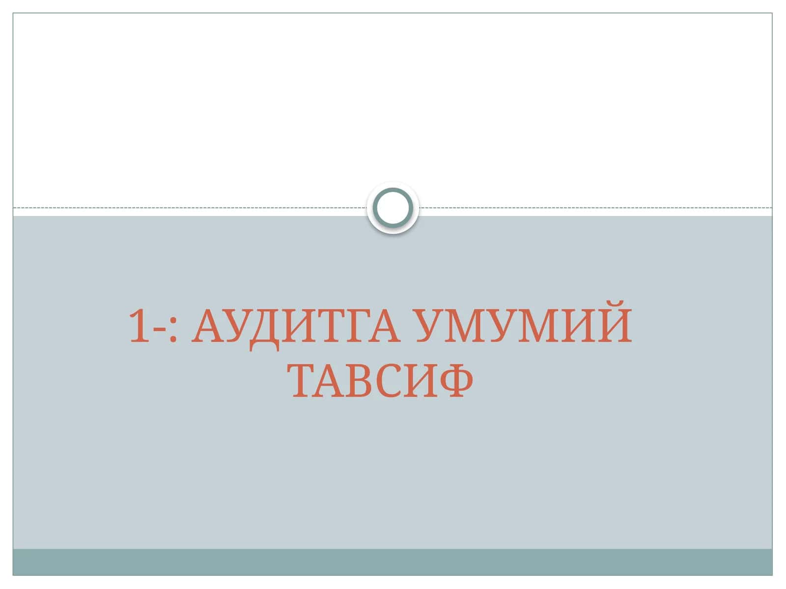 АУДИТГА УМУМИЙ ТАВСИФ