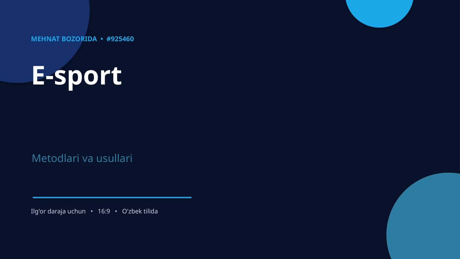 E-sport Metodlari va Usullari