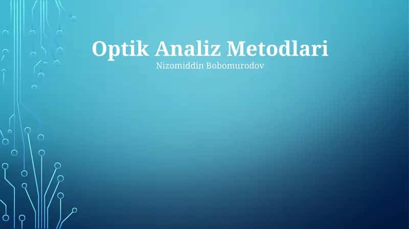 Optik Analiz Metodlari