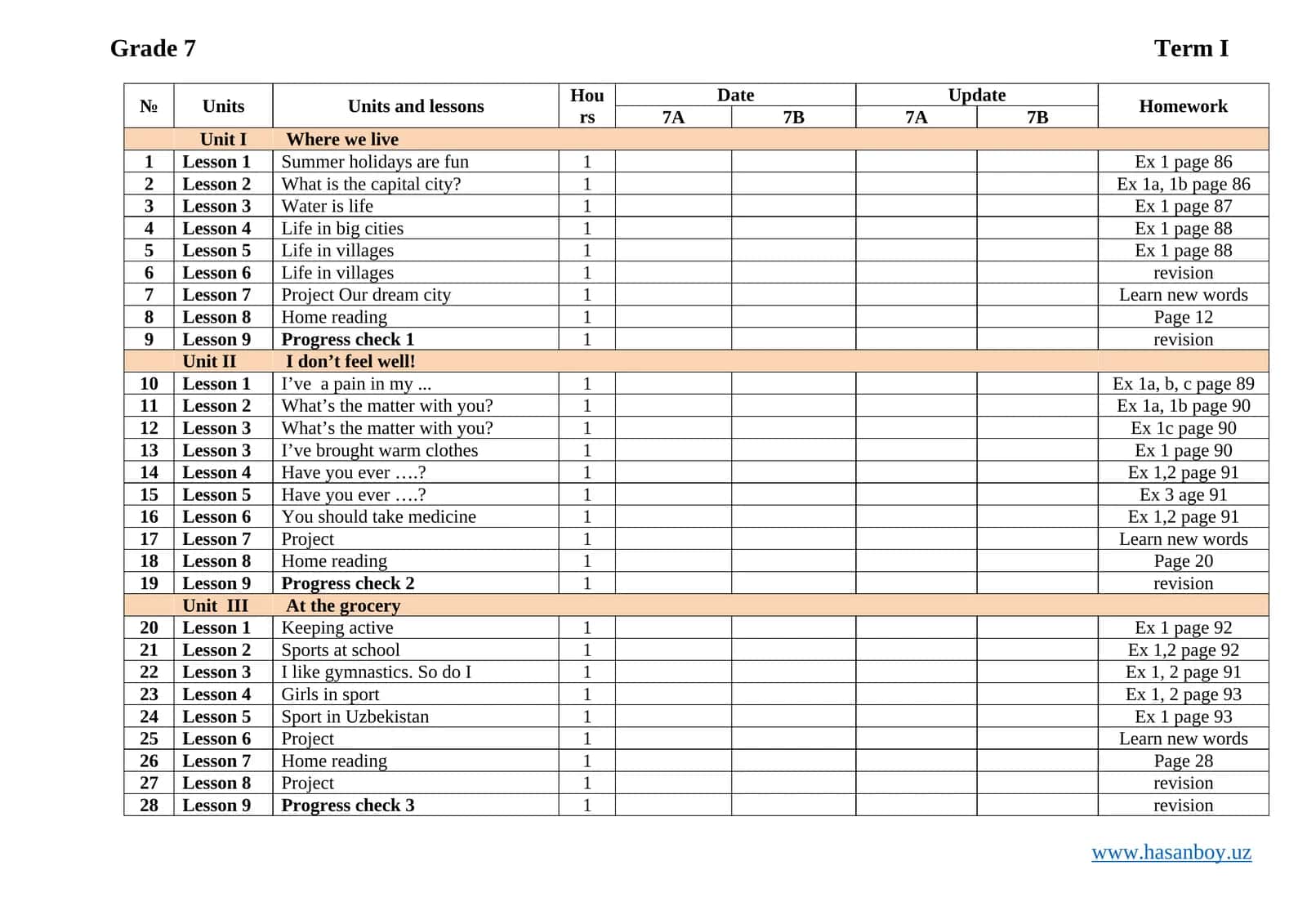 Grade 7 Term I