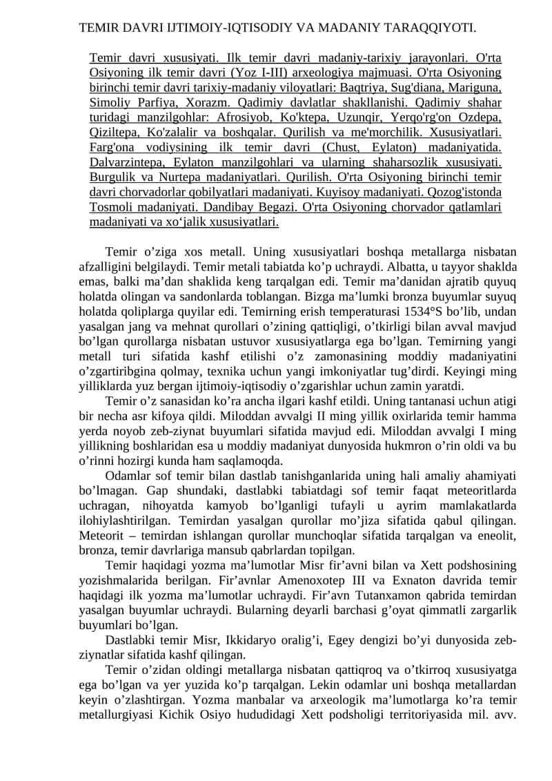 TEMIR DAVRI IJTIMOIY-IQTISODIY VA MADANIY TARAQQIYOTI