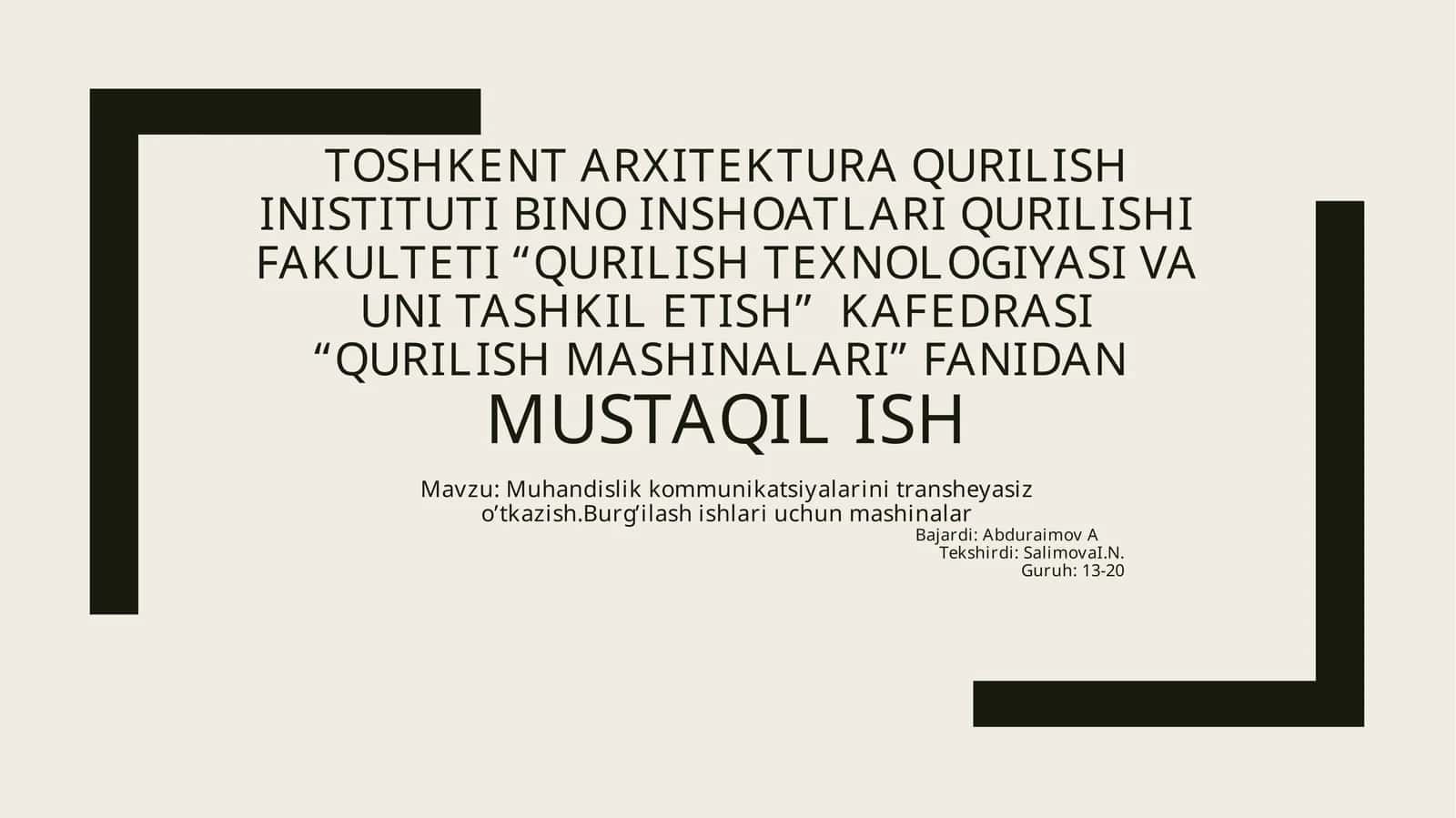 Muhandislik kommunikatsiyalarini transheya sizo’tkazish uchun mashinalar