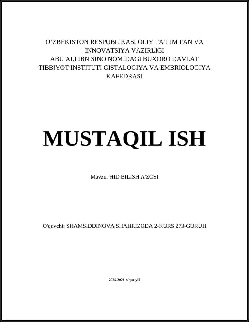 HID BILISH A'ZOSI