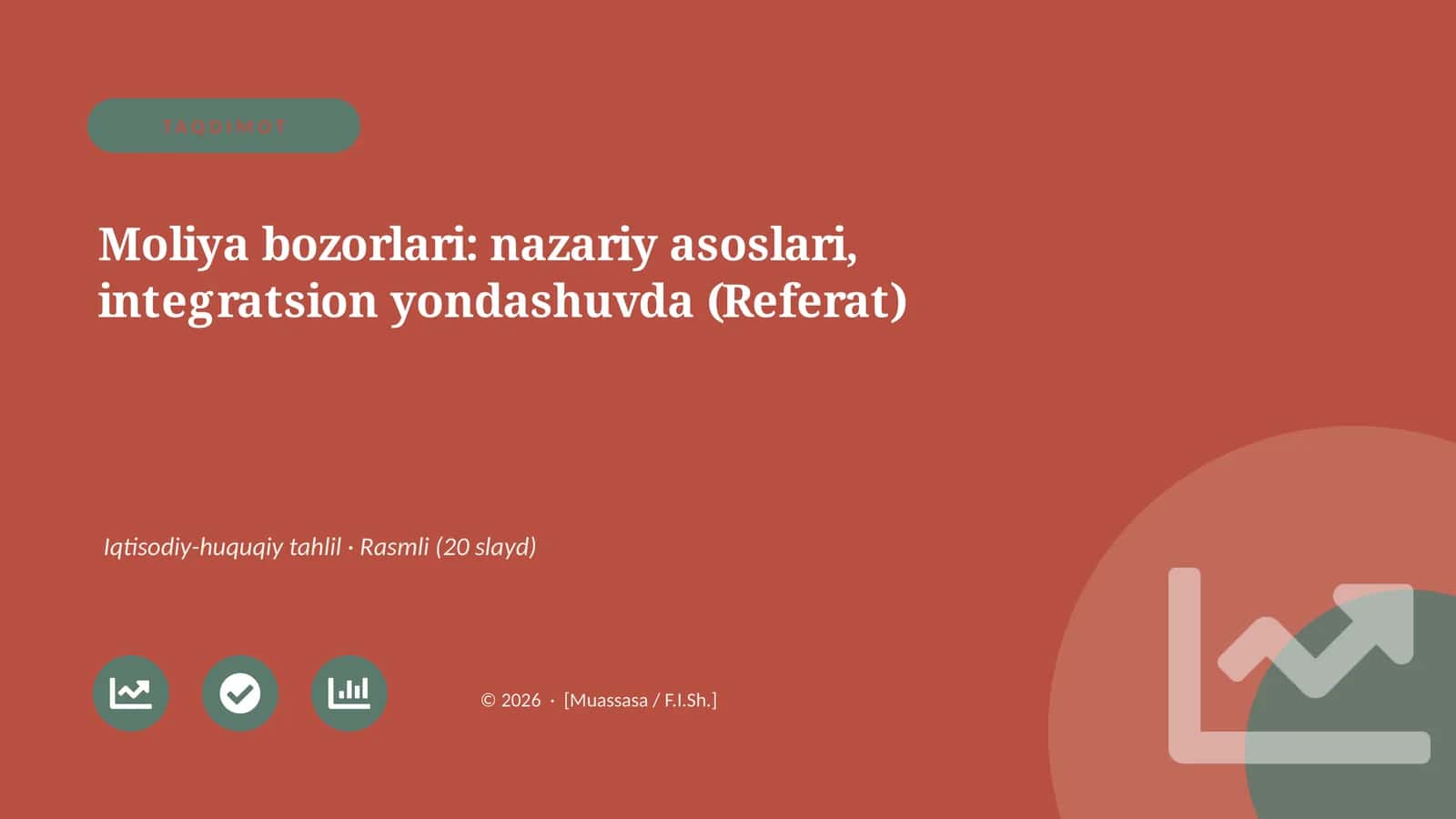 Moliya bozorlari: nazariy asoslari, integratsion yondashuvda (Referat)