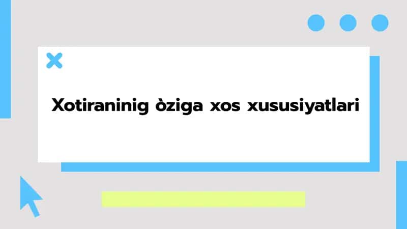 Xotira turlari va ularning farqlari