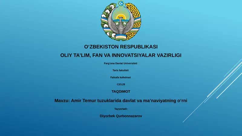 Amir Temur tuzuklarida davlat va maʼnaviyatning oʻrni