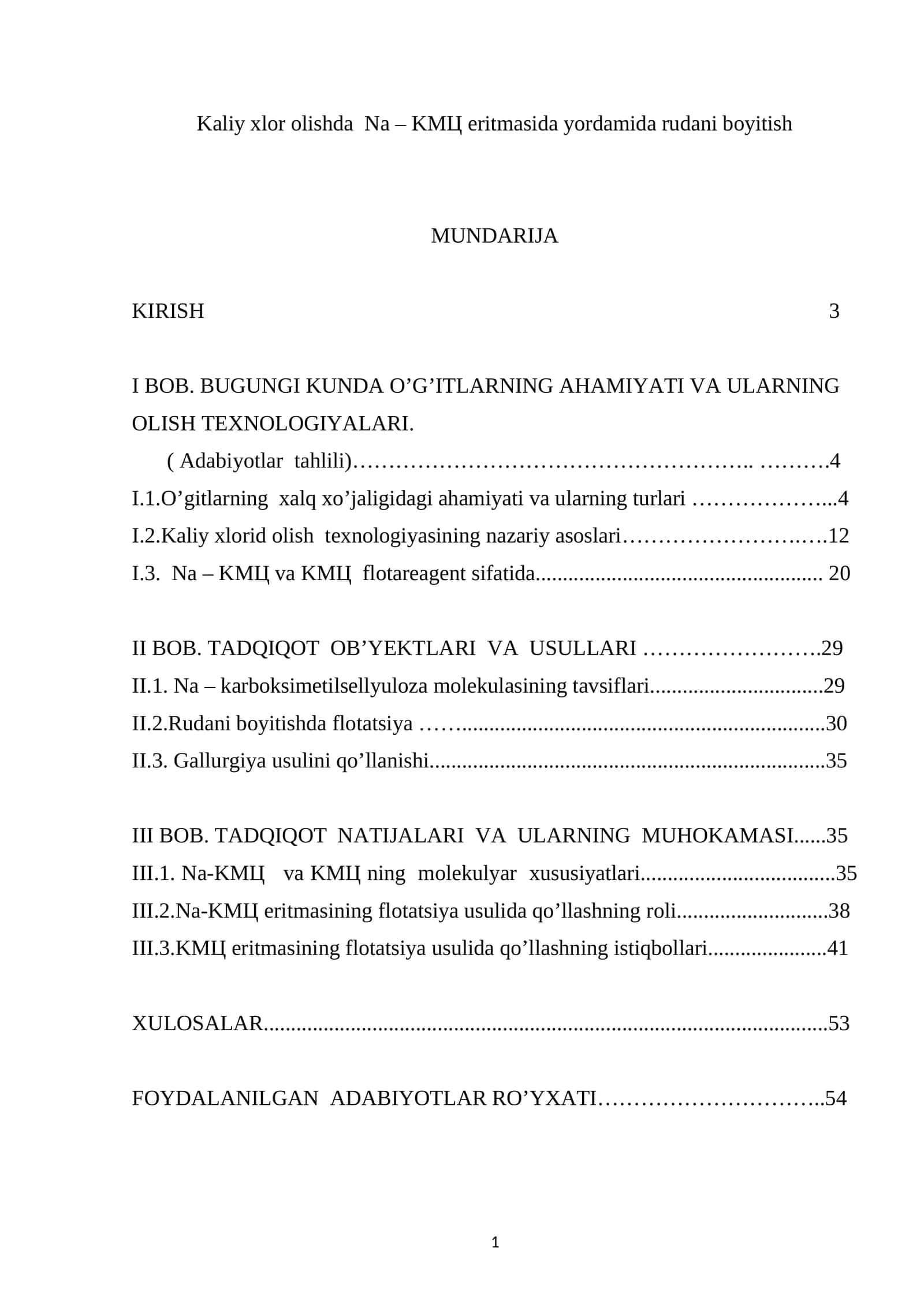Kaliy xlor olishda Na – KMЦ eritmasida yordamida rudani boyitish