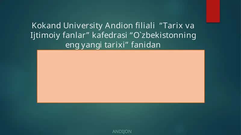 O`zbekistonning eng yangi tarixi fanidan taqdimot