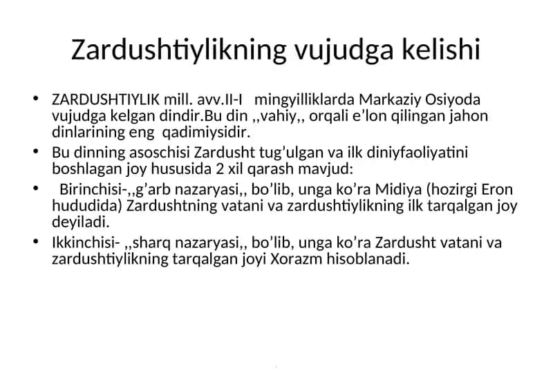 Zardushtiylikning vujudga kelishi