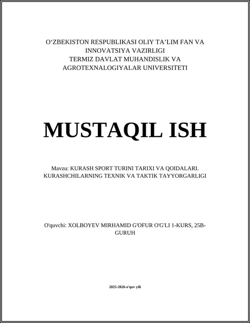 Kurash Sport Turi Tarixi va Qoidalari