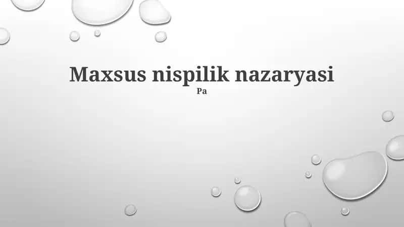 Maxsus nispilik nazaryasi
