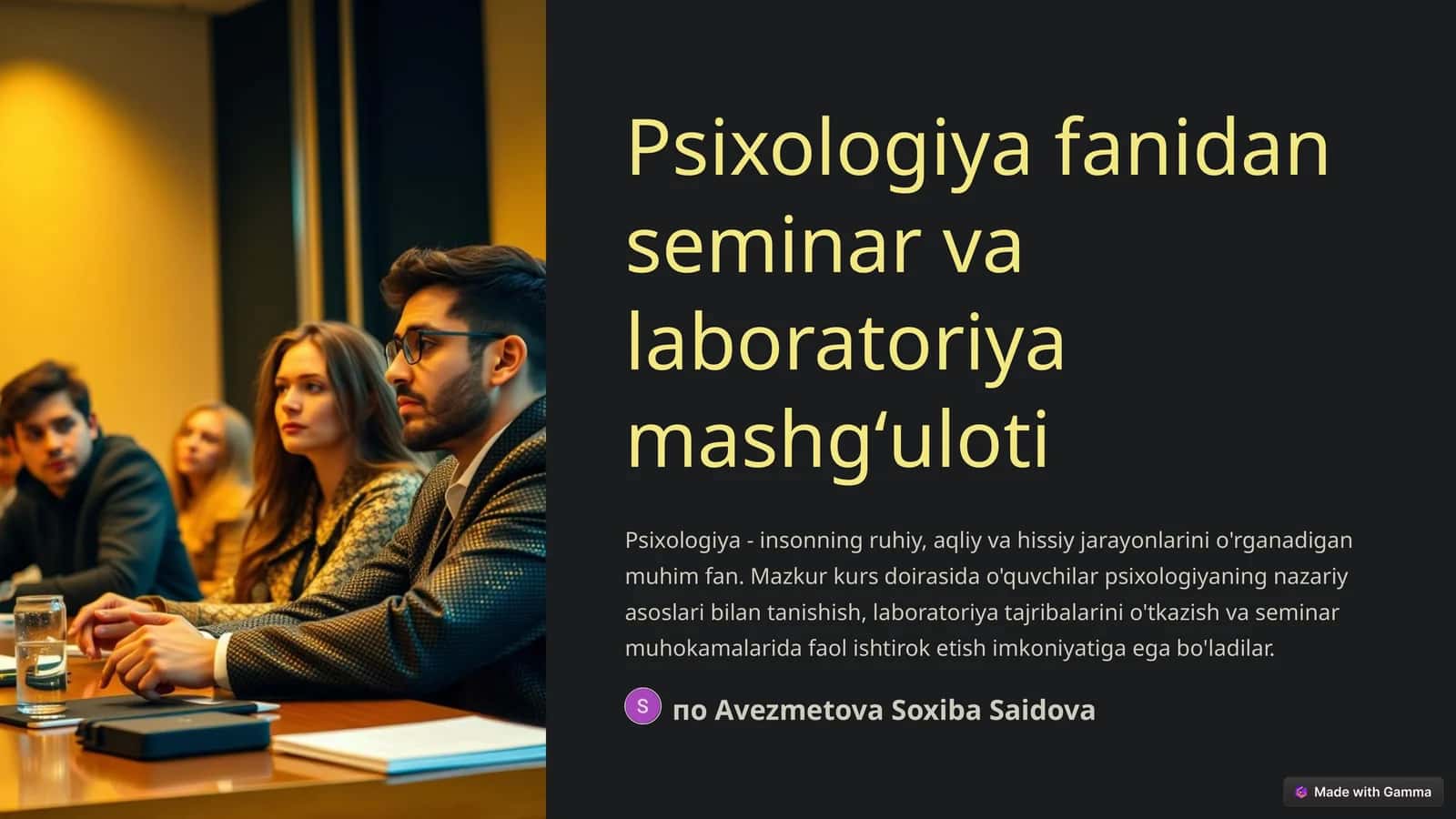 Psixologiya fanidan seminar va laboratoriya mashgʻuloti
