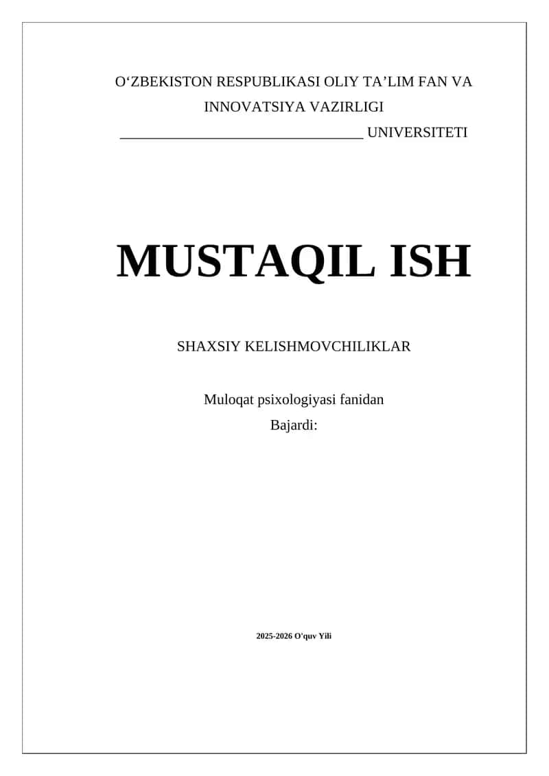 Shaxsiy Kelishmovchiliklar