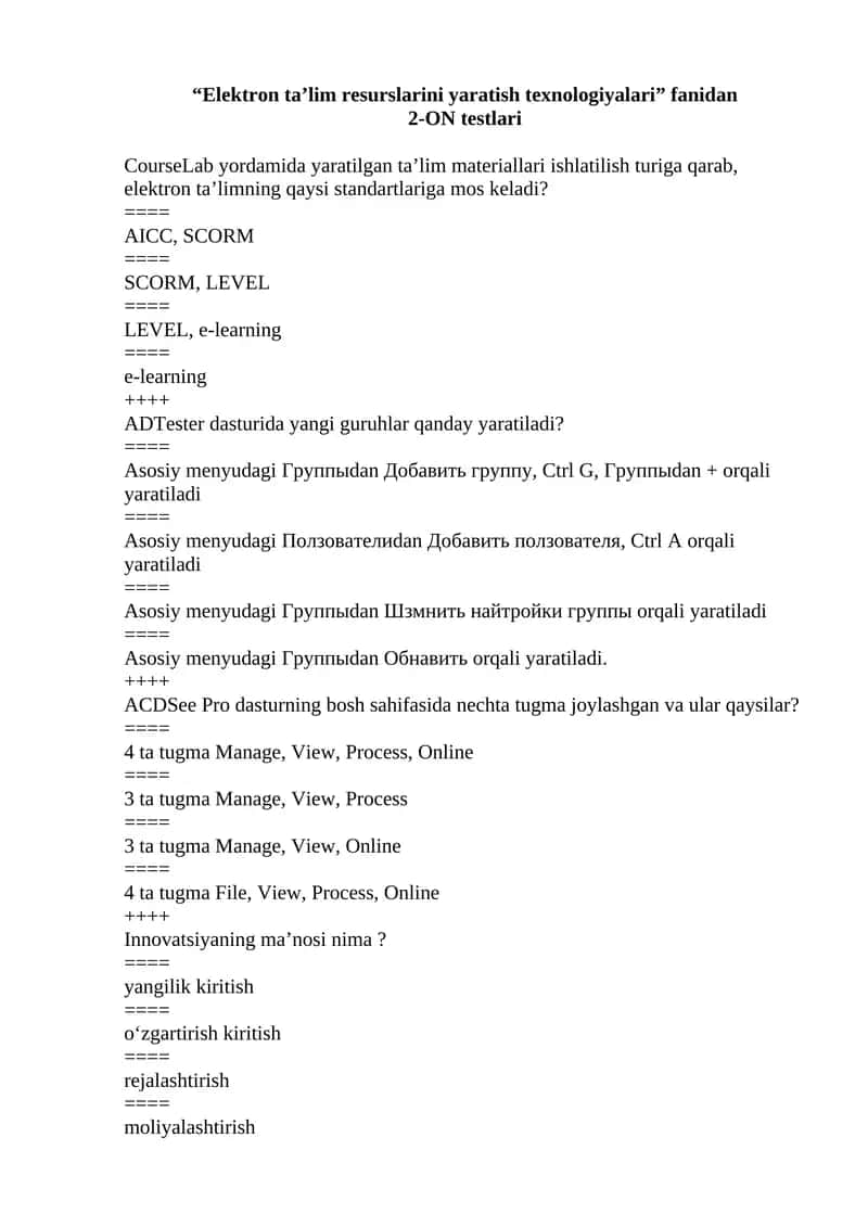 Elektron taʼlim resurslarini yaratish texnologiyalari