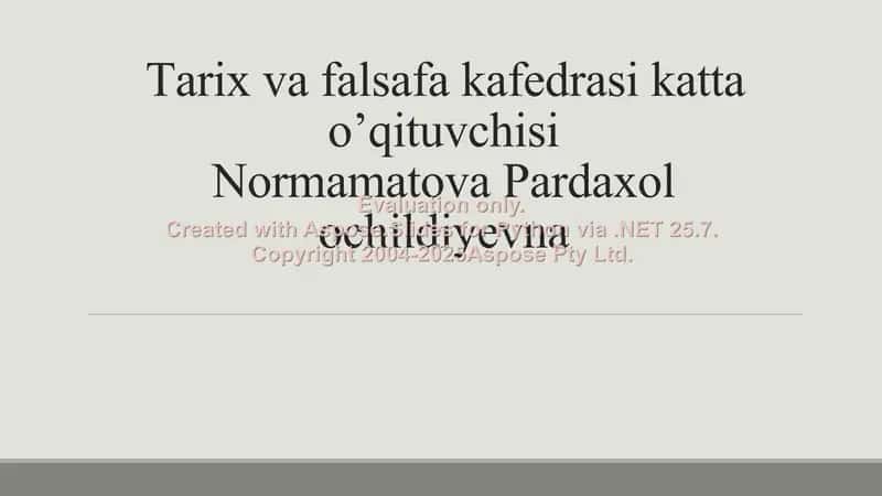 Normamatova Pardaxol ochildiyevna