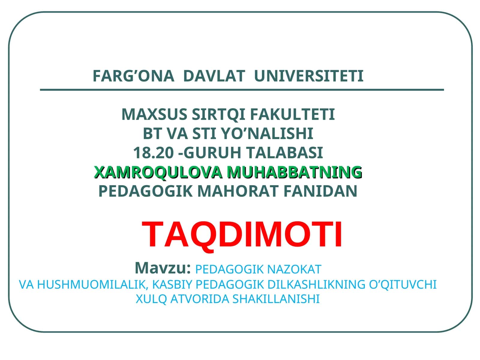 PEDAGOGIK NAZOKAT