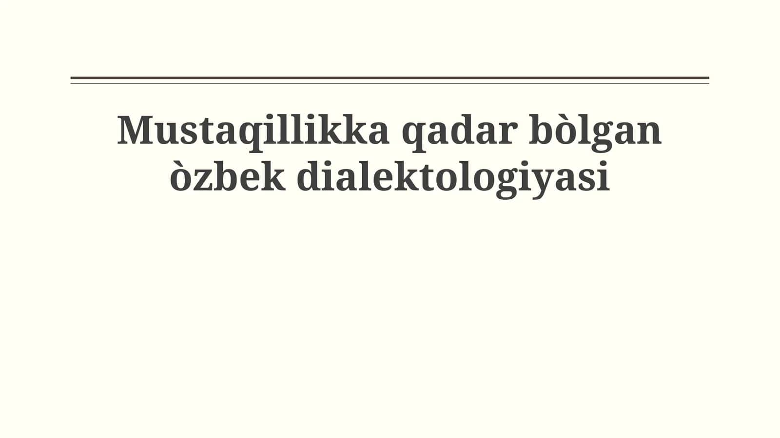Oʻzbek Dialetlogiyasi