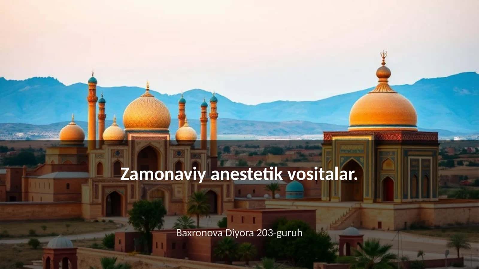 Zamonaviy anestetik vositalar