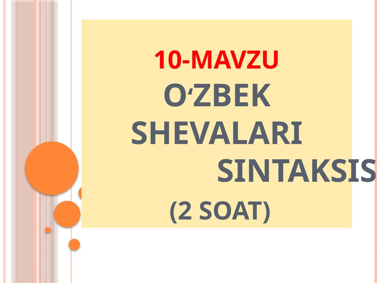 O‘ZBEK SHEVALARI SINTAKSISI