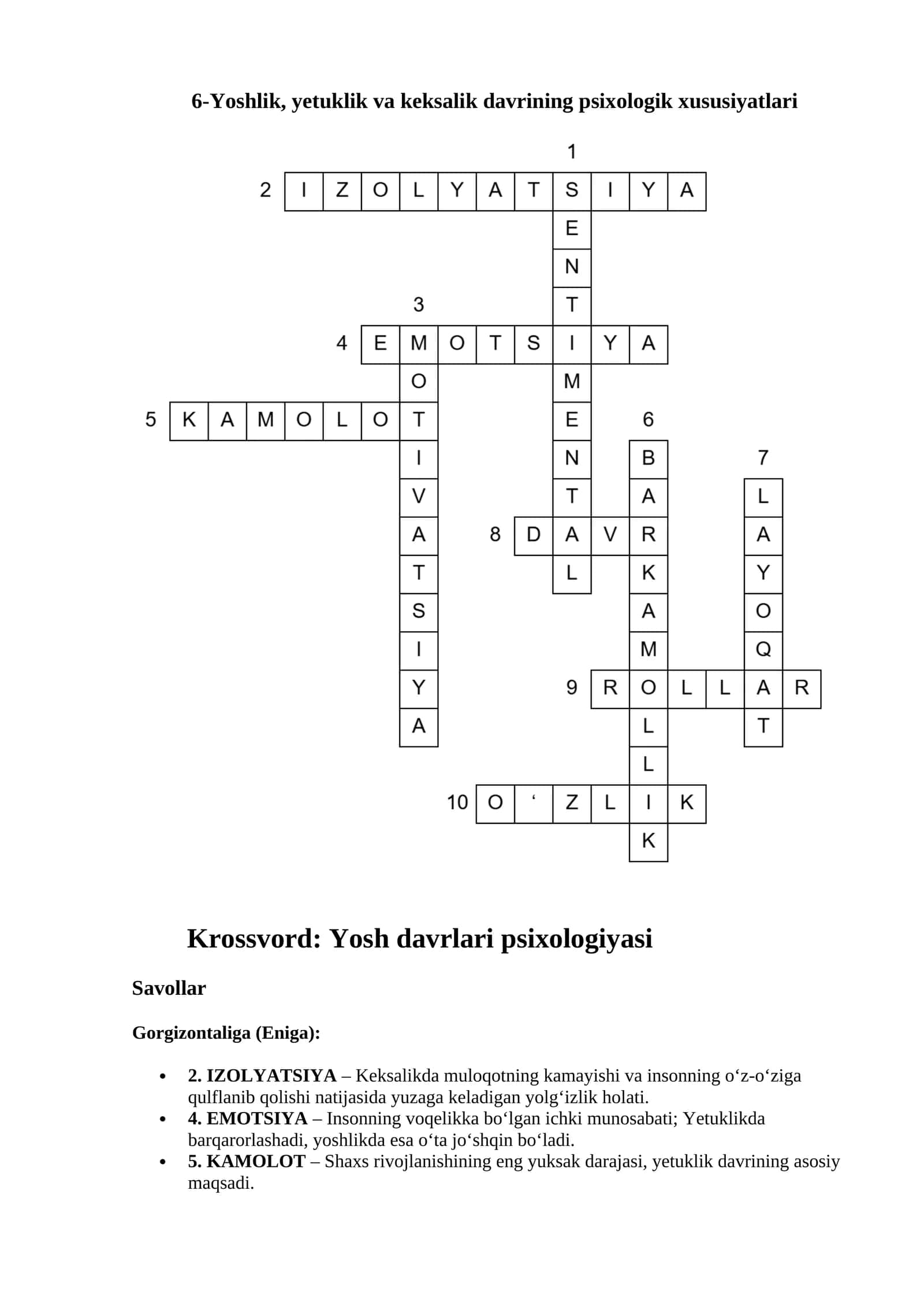 Yosh davrlari psixologiyasi