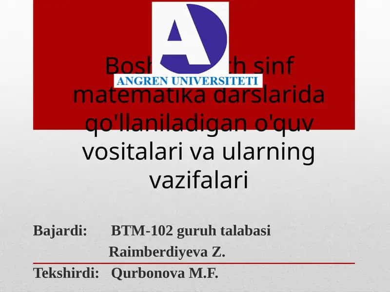 Boshlang'ich sinf matematika darslari