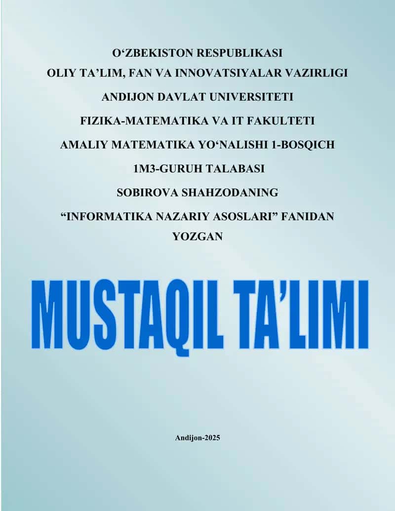 Informatika Nazariy Asoslari