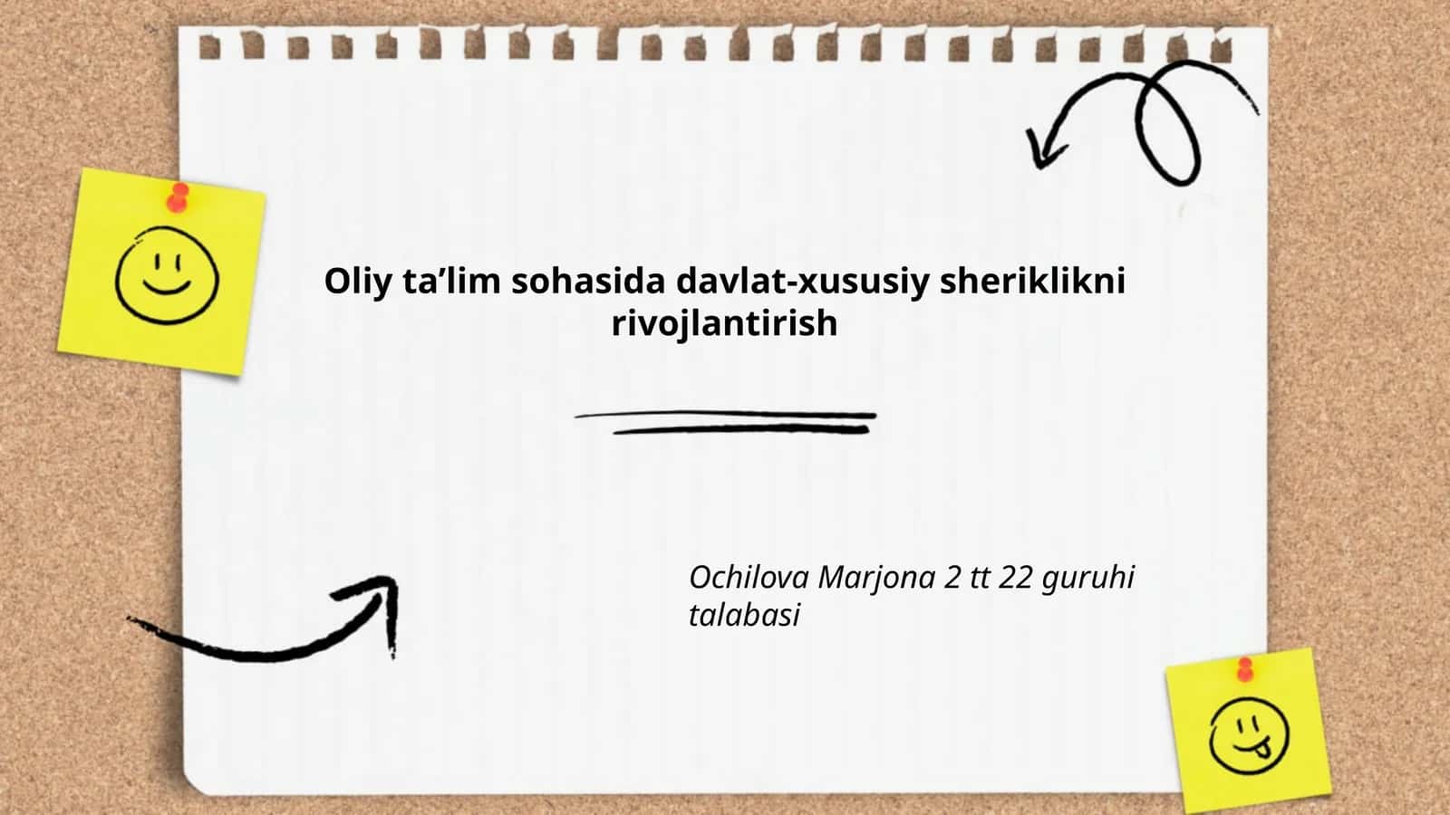Oliy ta’lim sohasida davlat-xususiy sheriklikni rivojlantirish