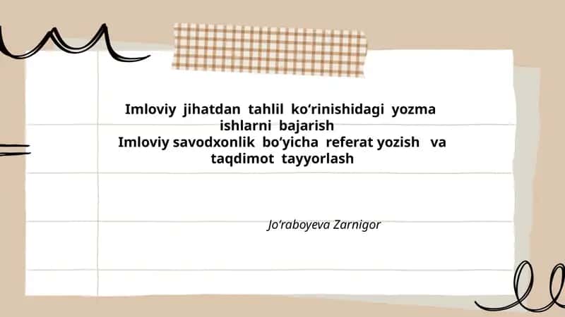 Imloviy Tahlil va Savodxonlik Referatlar