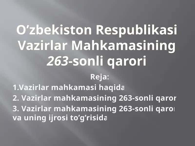 Oʻzbekiston RespublikasiVazirlarMahkamasi