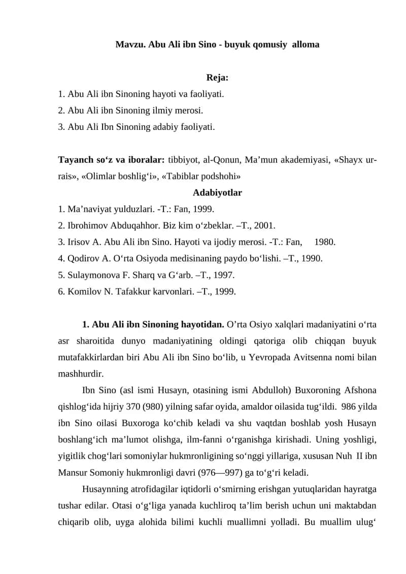 Abu Ali ibn Sino — buyuk qomusiy alloma