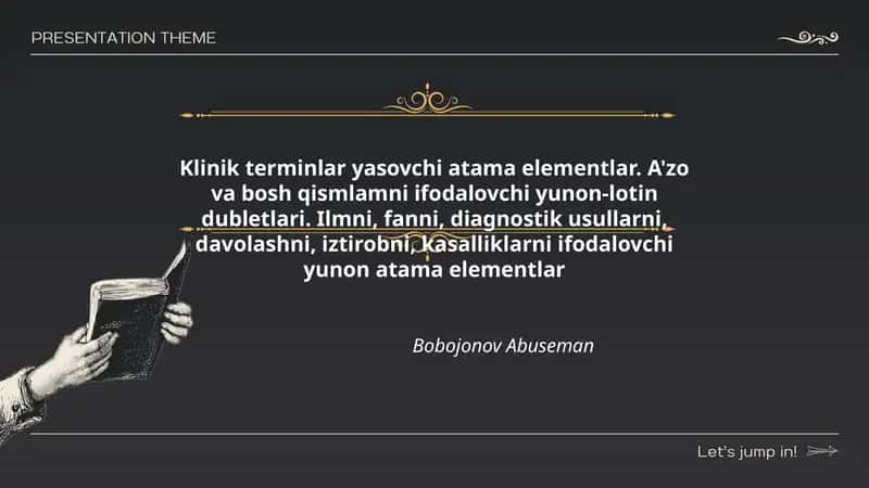 Klinik terminlar yasovchi atama elementlar