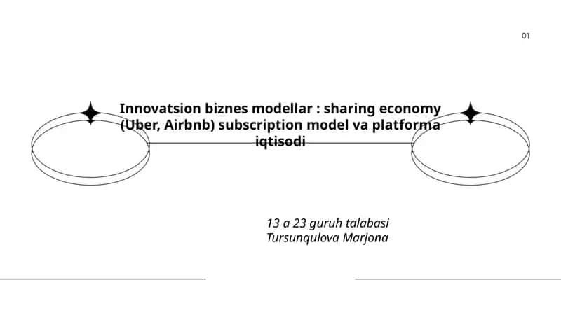 Innovatsion biznes modellar: sharing economy (Uber, Airbnb) subscription model va platforma iqtisodi
