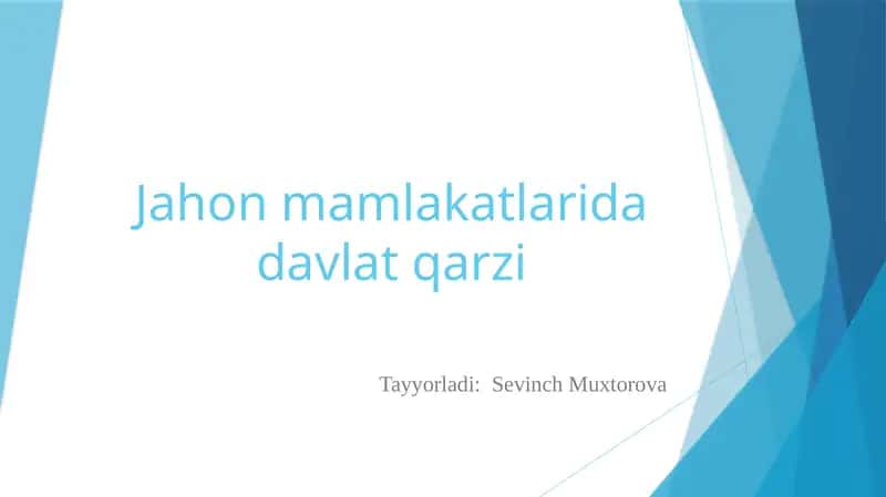Jahon mamlakatlari davlat qarzi
