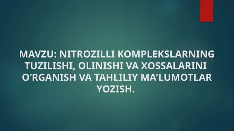 Nitrozillik Komplekslar