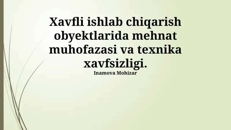 Xavfli Ishlab Chiqarish Korxonalarida Kasbiy Xavfsizlik va Sanoat Xavfsizligi