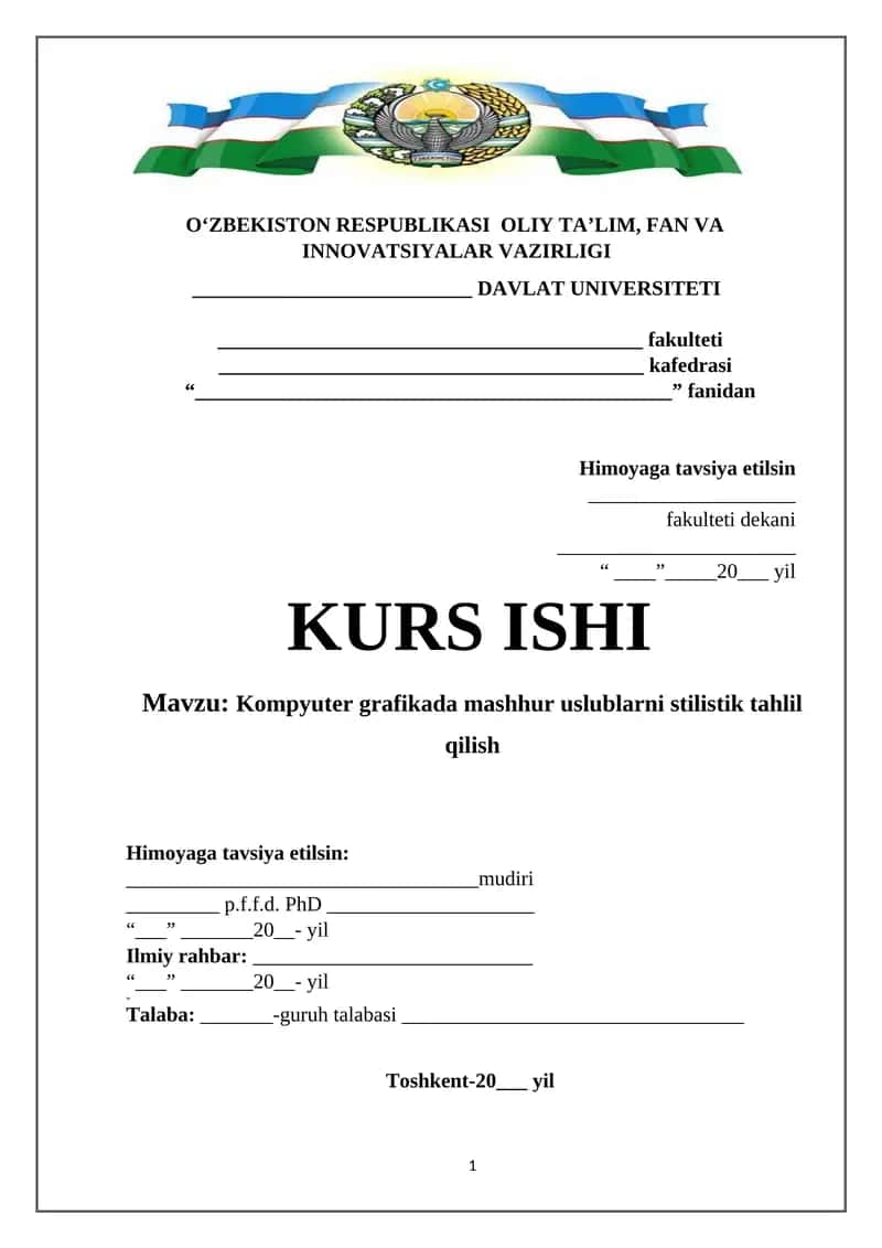 Kompyuter grafikada mashhur uslublarni stilistik tahlil qilish