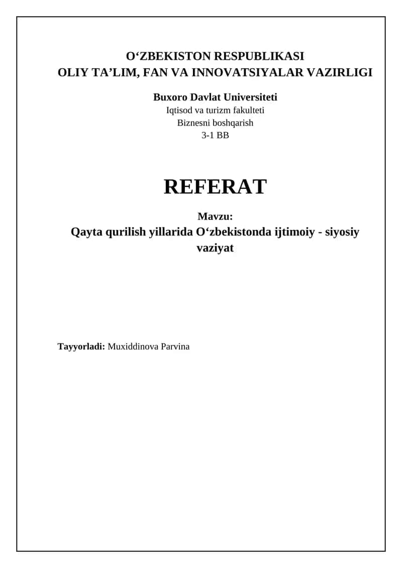 Perestroyka davri Oʻzbekistondagi ijtimoiy-siyosiy vaziyat
