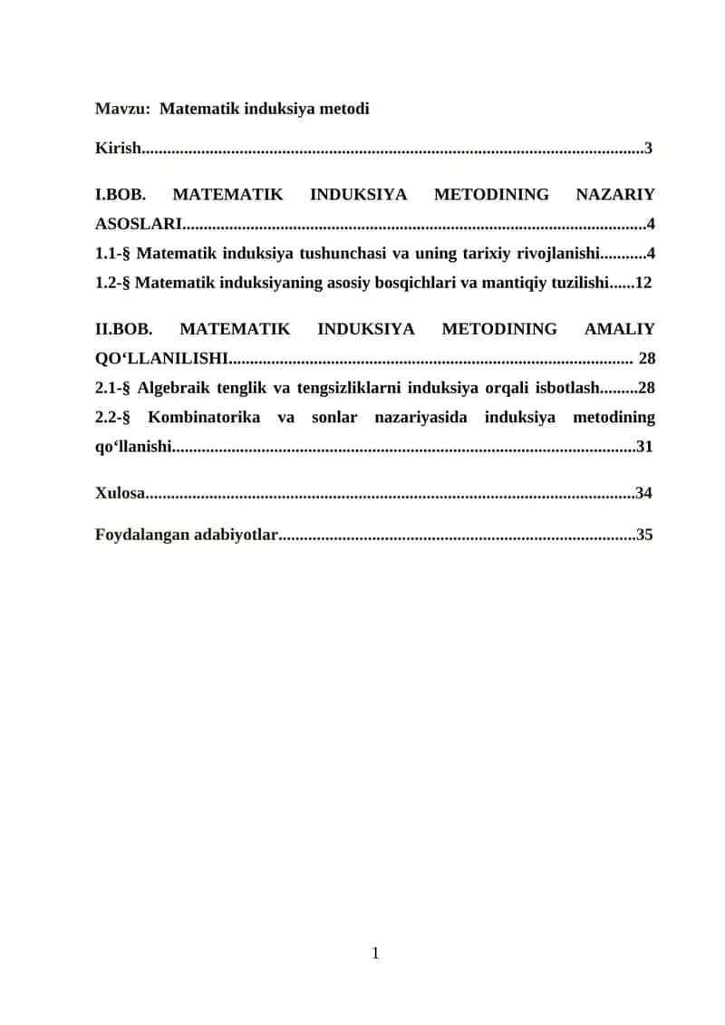 Matematik Induksiya Metodi