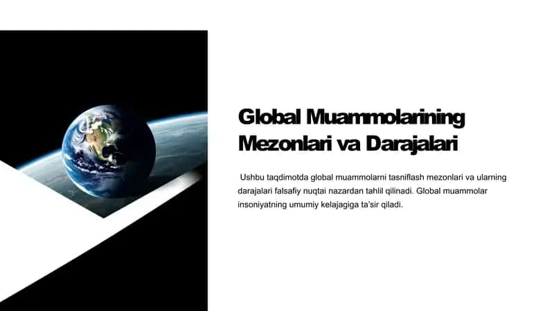 Global Muammolarining Mezonlari va Darajalari