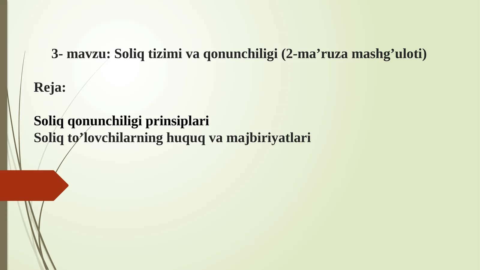 Soliq qonunchiligi prinsiplari