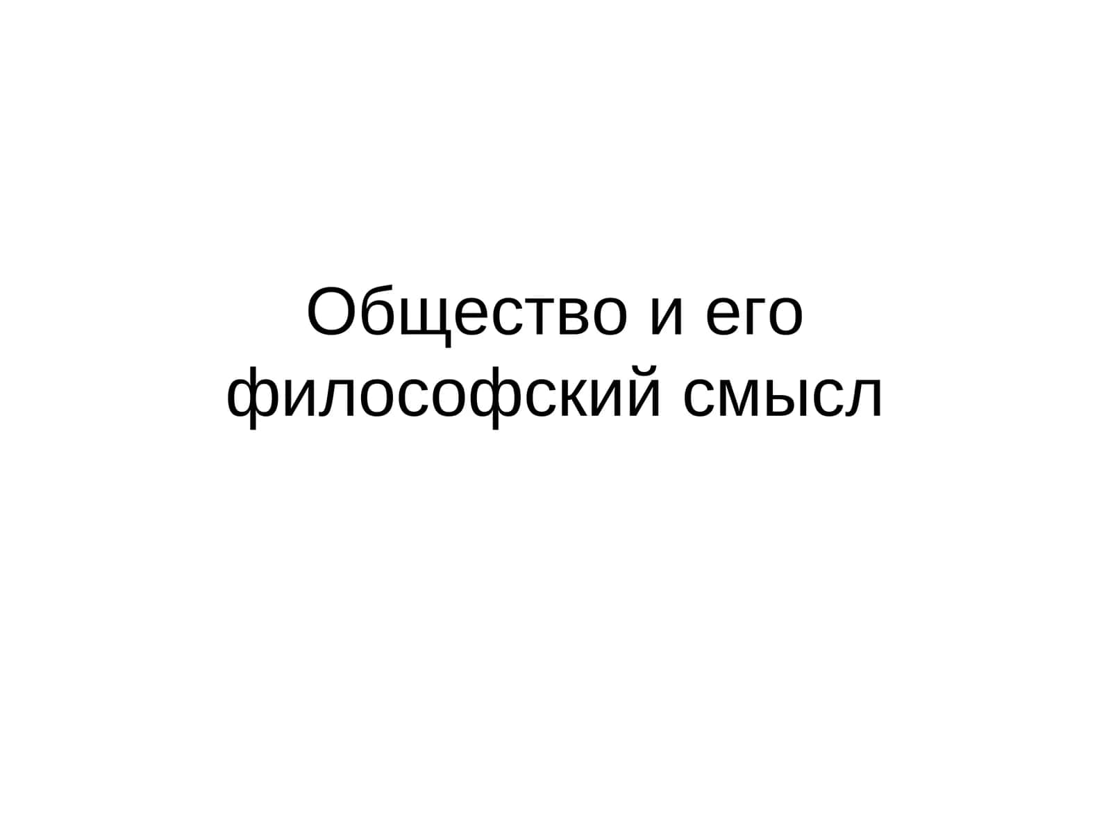 Общество и его философский смысл