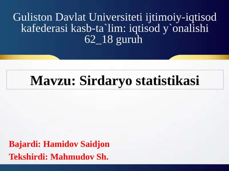 Sirdaryo statistikasi