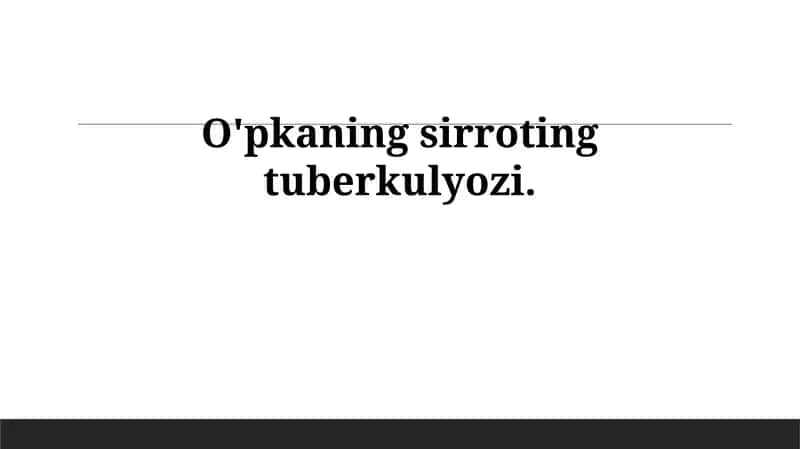 O'pkaning sirrotik tuberkulyozi: Ta'rif va patogenez