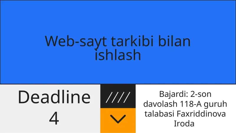 Veb-sayt tarkibi bilan ishlash