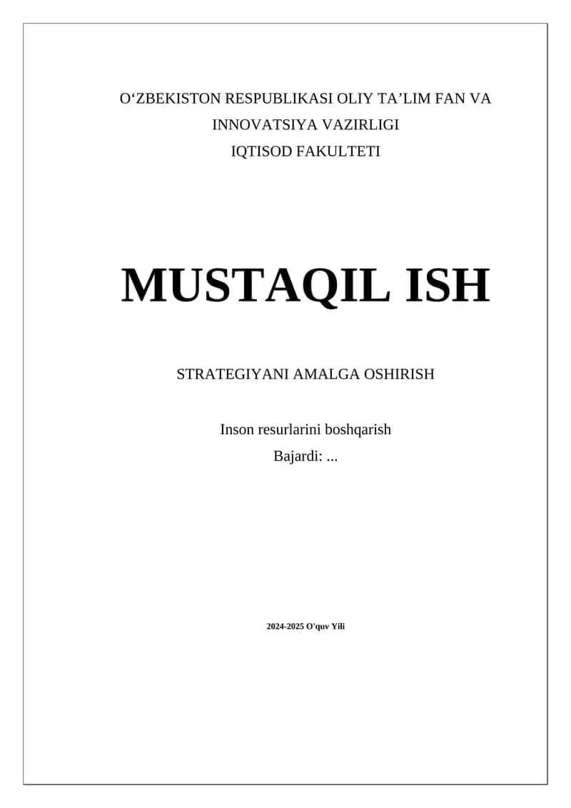 Strategiyani amalga oshirish