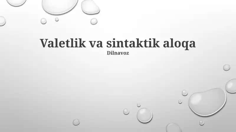 Valetlik va sintaktik aloqa